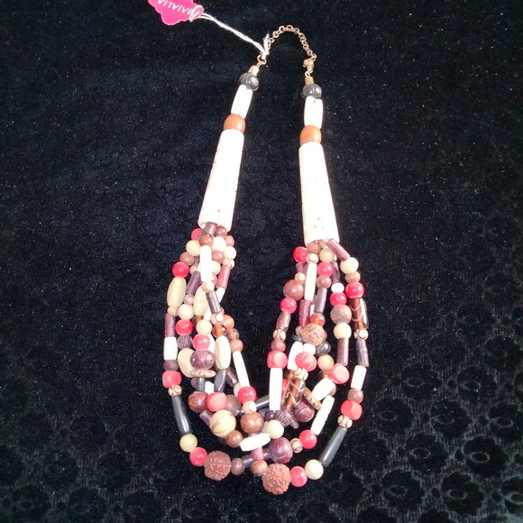 Iris Apfel & Bajalia Wood, Bone and Resin Multicolored Beaded Statement Necklace - Picture 10 of 12